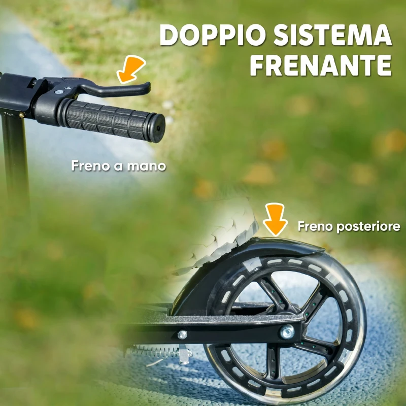 AIYAPLAY Monopattino per Bambini 3-8 Anni con Ruote Luminose, Impugnatura Regolabile e Freno Posteriore, Nero