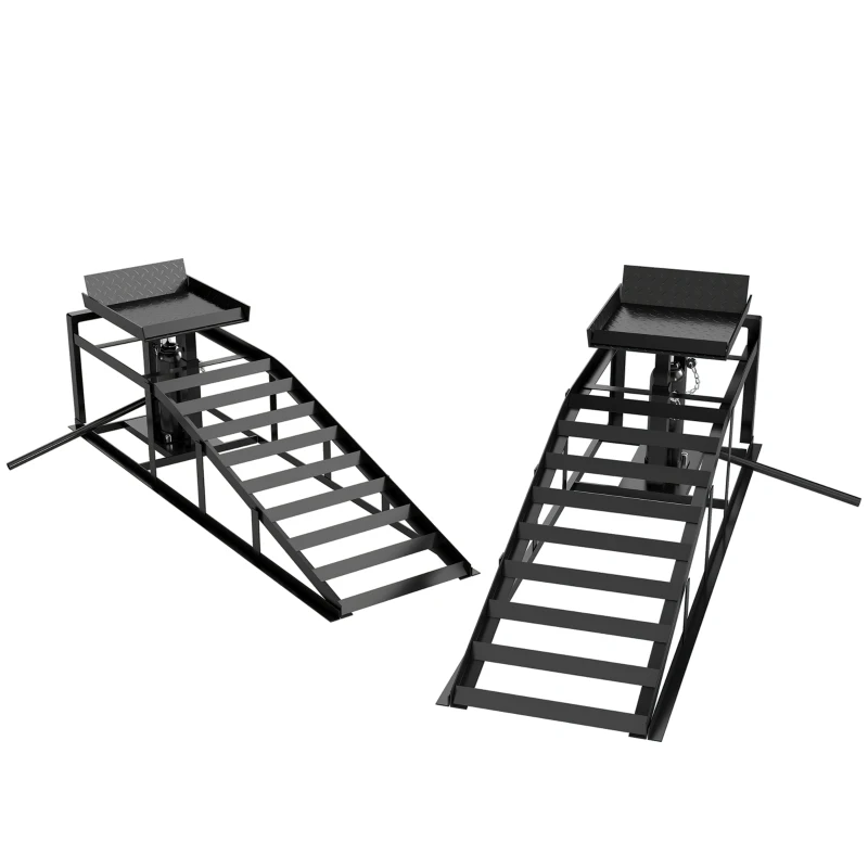 HOMCOM 2 Rampe Hidraulice Auto, Portanță 3T, Înălțime 23-32.5cm, Negru