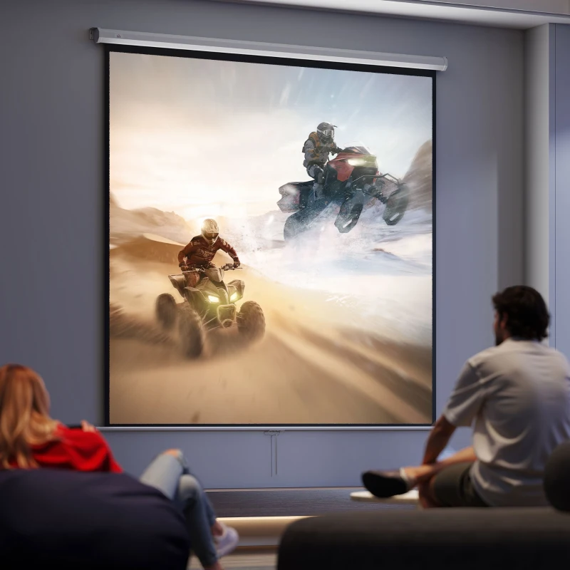 HOMCOM Schermo per Proiettore 120" Formato 1:1, Angolo di 160° e Montaggio a Soffitto o Parete