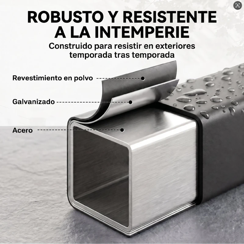 Outsunny Estante de Leña con Funda Oxford 600D Leñero de Acero Galvanizado Robusto Carga 250 kg para Interior y Exterior Negro