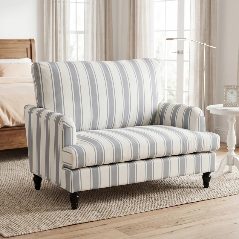 HOMCOM Velvet Single Sofa Armchair, Modern Accent Chair with Stripes, Turned Legs and Wide Seat, Grey