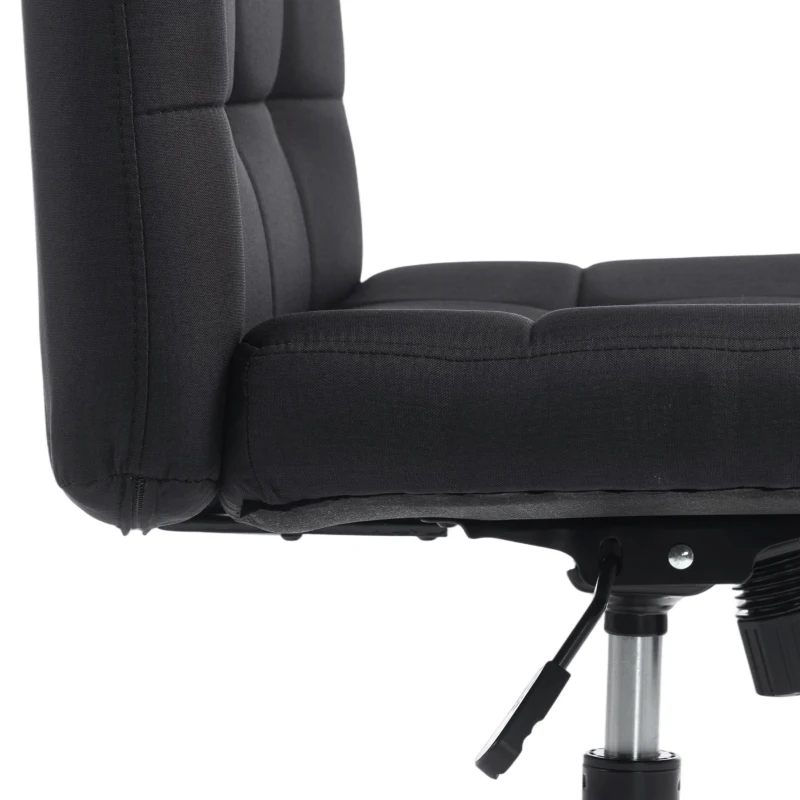 HOMCOM Armless Office Chair, Cross Legged Linen Computer Desk Vanity Chair with Wide Seat, Rocking Function, Black