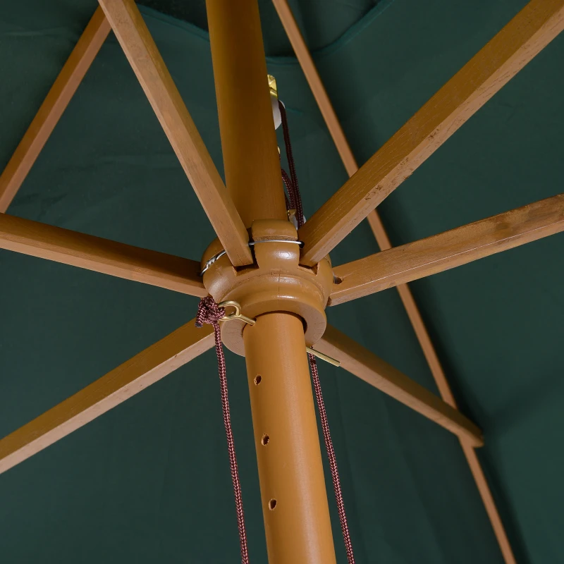 Outsunny Sombrilla Parasol 295x200x255 cm para Jardín Terraza con Mástil de Madera y Toldo de Poliéster 180g/m² Color Verde