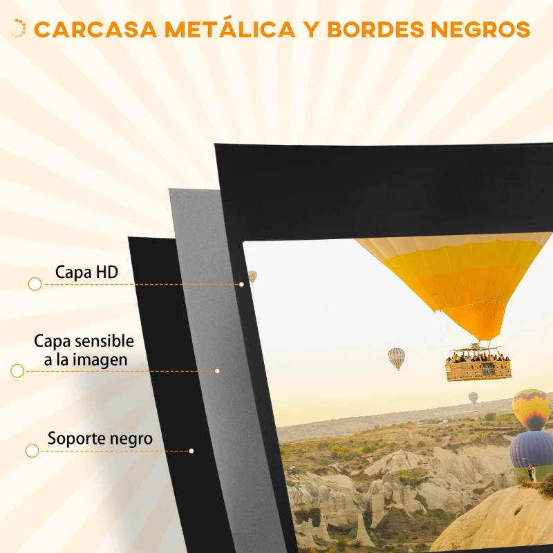 HOMCOM Pantalla de Proyección con Soporte Portátil 100 Pulgadas Formato 16:9 con Altura Ajustable 221x124 cm Negro