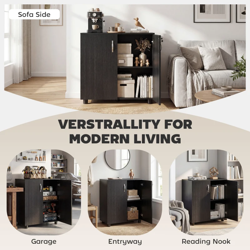 Vinsetto Two-Tier Locking Office Storage Cabinet - Black