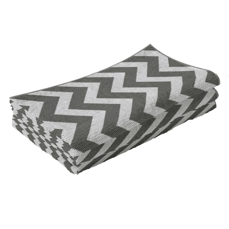 Outsunny Outdoor Rug Reversible Mat Plastic Straw Rug Portable RV Camping Mat for Garden Deck Picnic Indoor, 121 x 182 cm (4 x 6 ft), Light Grey & White