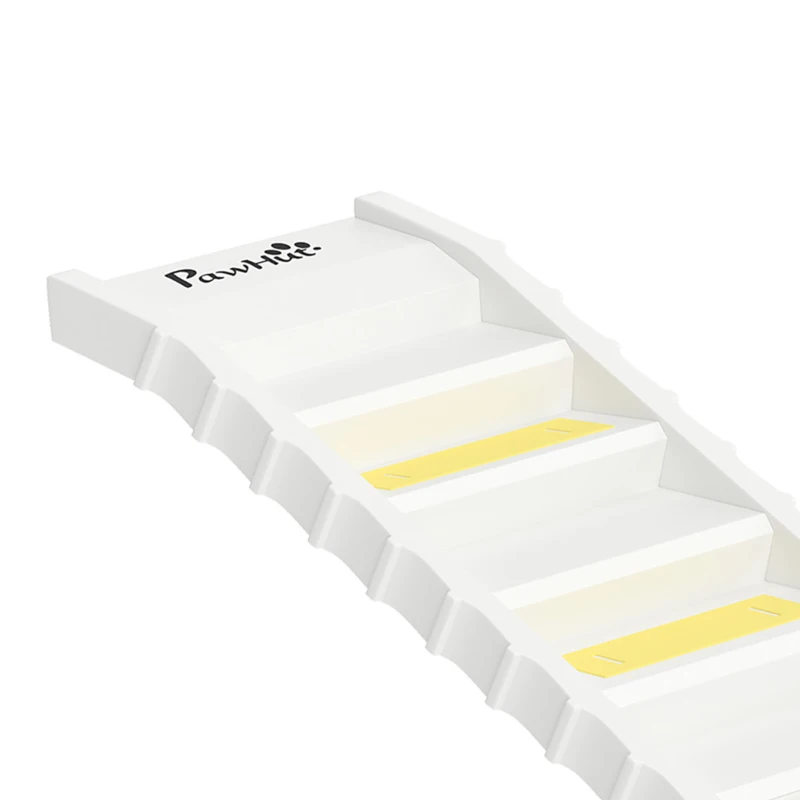 PawHut Rampa Plegable para Perros para Coche y Camas Altas de 10 Peldaños con Tiras y Alfombrillas Antideslizantes Blanco