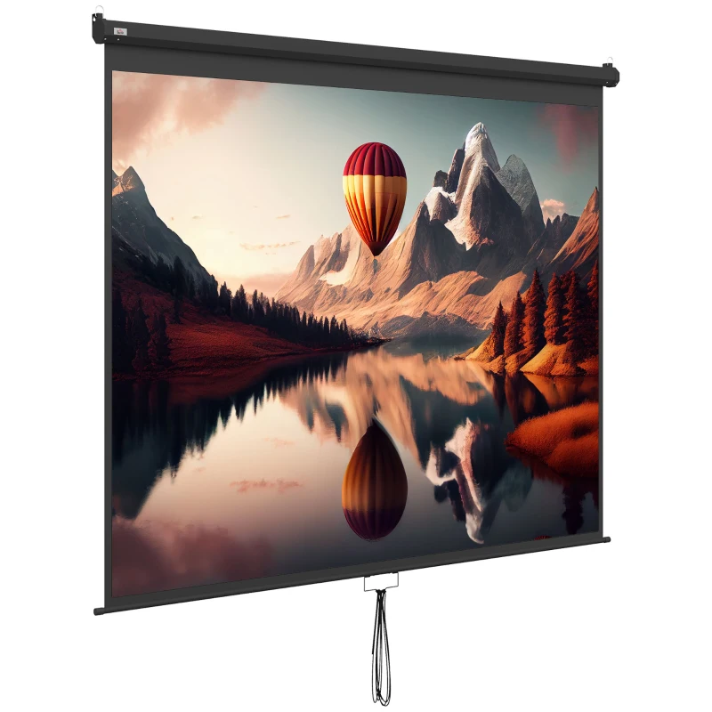 HOMCOM Telo Proiettore 120" Regolabile con Montaggio a Soffitto e Parete, Formato 4:3, 244x183cm, Bianco e Nero