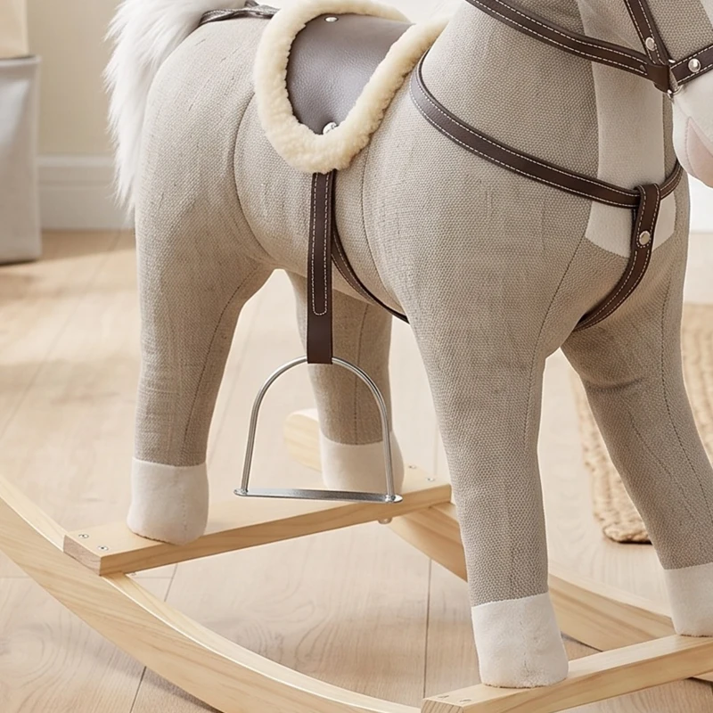 AIYAPLAY Caballo Balancín con Sonidos y Asas de Seguridad Base de Madera para Niños de 12 a 36 Meses Gris
