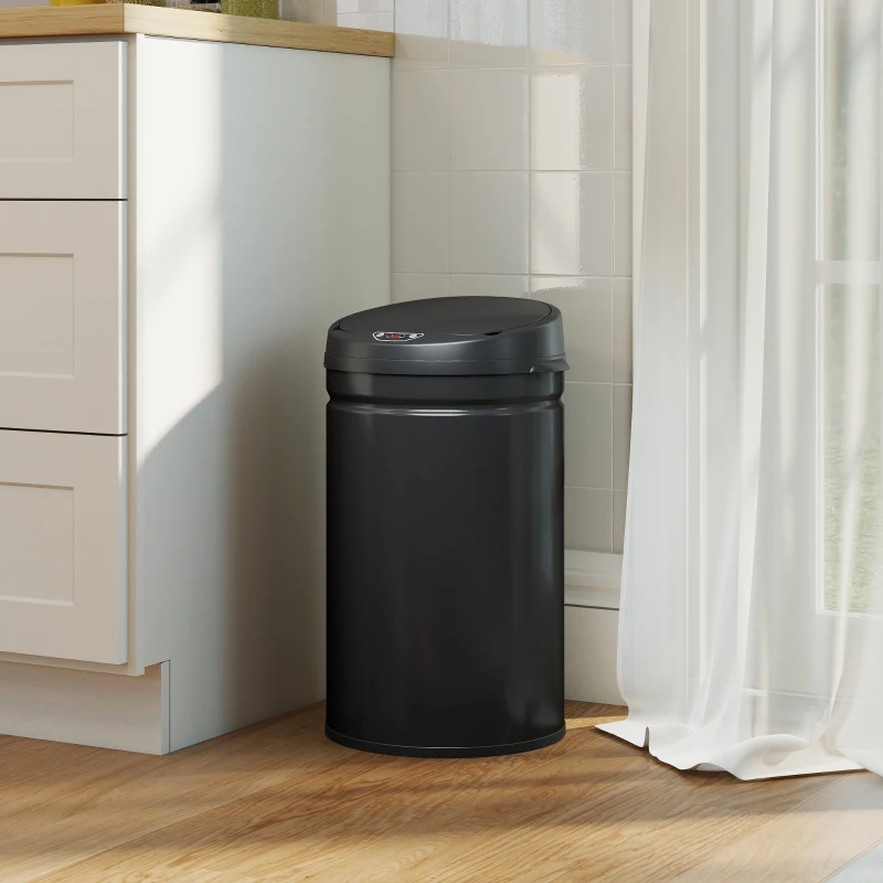 HOMCOM 30L Stainless Steel Sensor Bin - Black