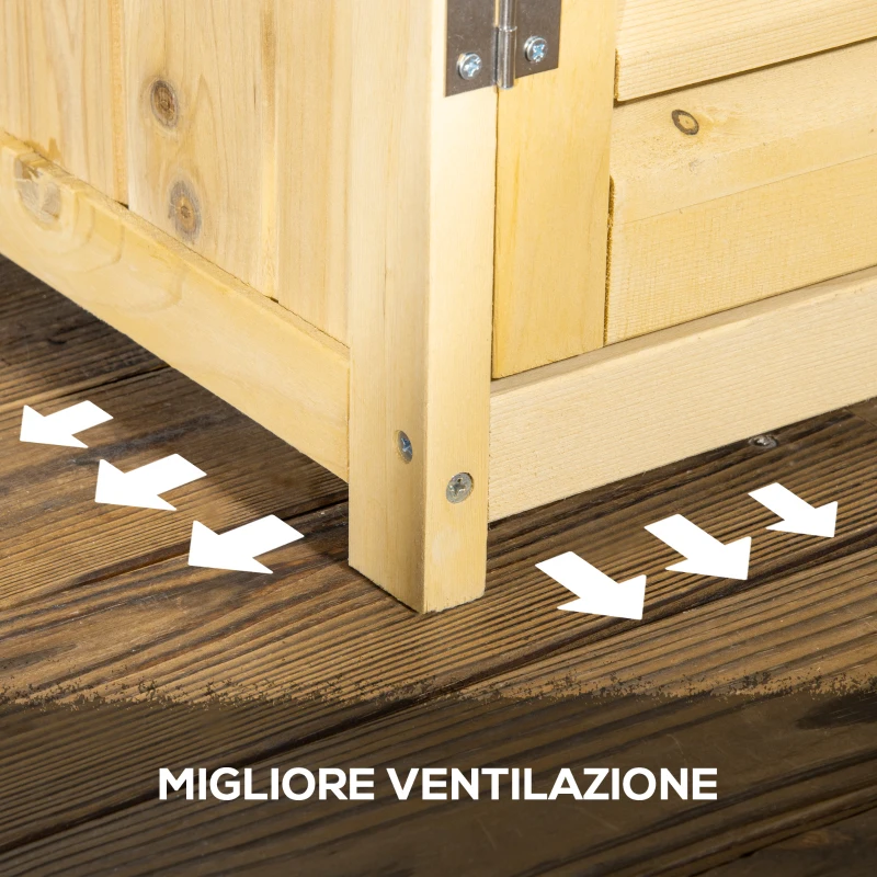 Outsunny Casetta Attrezzi Giardino in Legno di Abete e Pino con 4 Scompartimenti, Armadio da Esterno Porta Attrezzi da Giardino con Tetto Impermeabile, 87x46.5x160cm, Color Legno