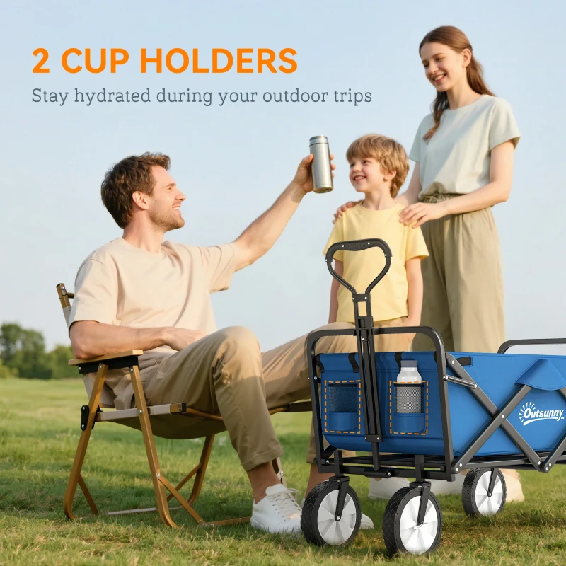Outsunny bolderkar, inklapbare handkar, 360° tuinwagen, transportkar, strandkar, stalen frame, Oxford, 107 x 51 x 91,5 cm bolderkar handkar transportkar strandkar staal Oxford | Aosom.nl