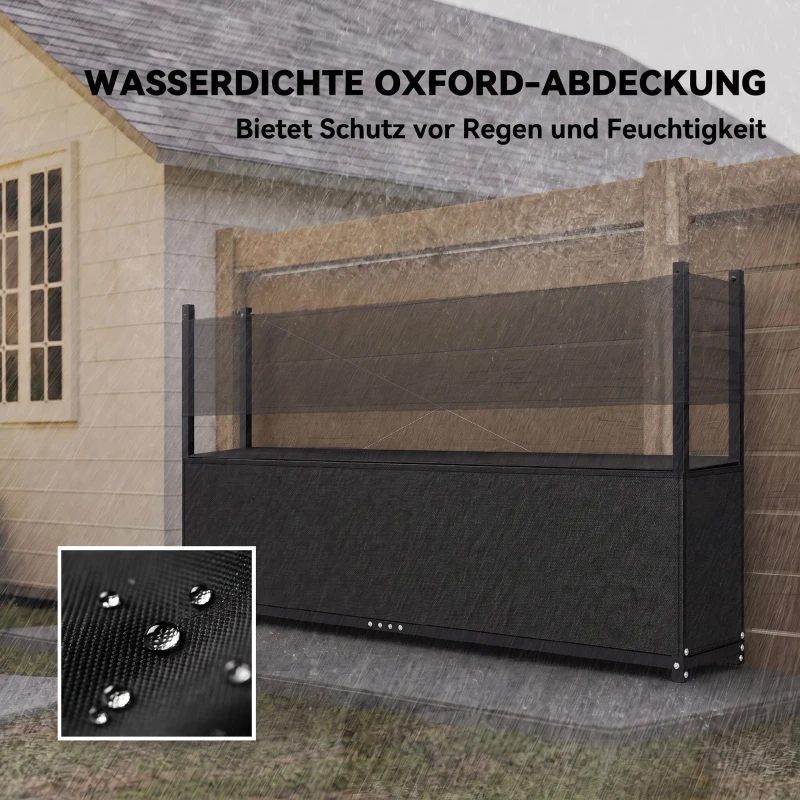 Outsunny Kaminholzregal 202 x 25 x 113 cm Brennholzregal mit 600D-Oxford-Abdeckung Stahlrahmen bis 500 kg Schwarz
