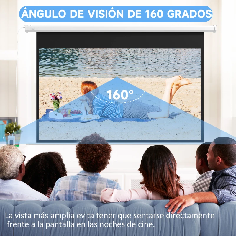 HOMCOM Pantalla de Proyección Eléctrica 84 Pulgadas Formato 16:9 con Mando a Distancia 186x105 cm Blanco