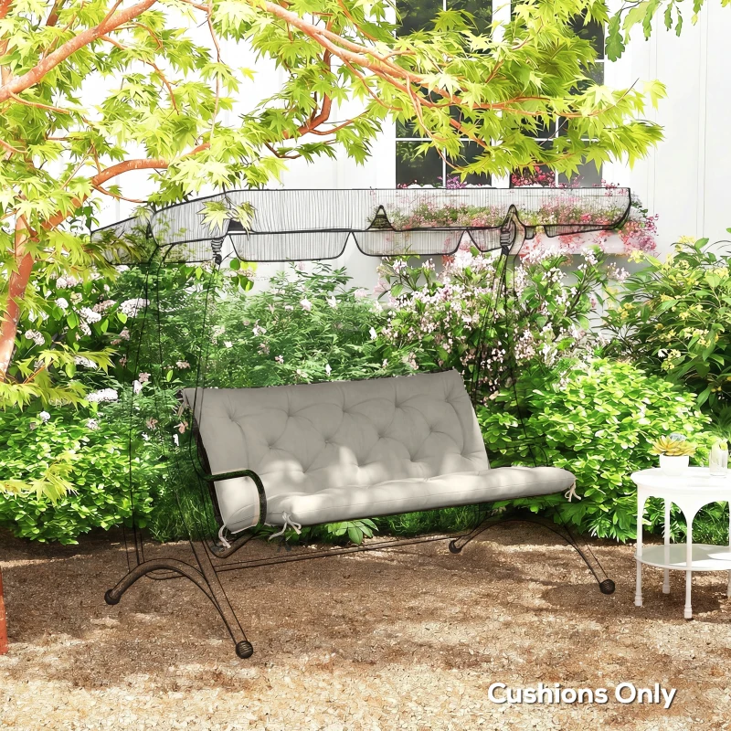 Outsunny Garden Bench Cushion, 2 Seater Swing Chair Cushion, Seat Pad with Ties for Indoor and Outdoor Use, 110 x 120 cm