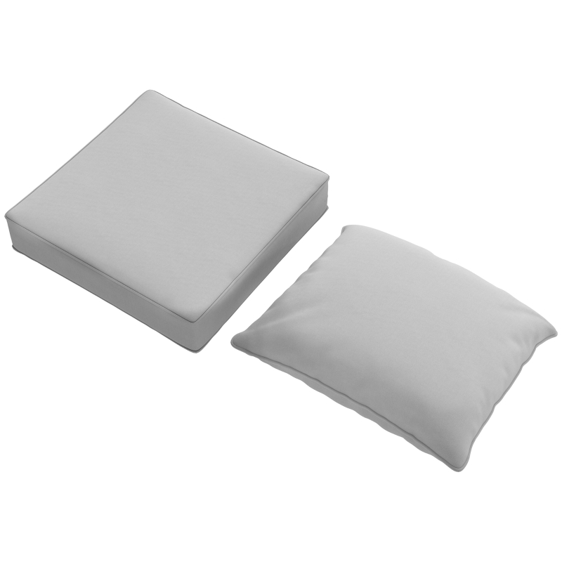 Outsunny Outdoor Seat and Back Cushion Set, 63L x 55W x 15Dcm Patio Deep Seating Chair Fade Resistant Replacement Cushion, Light Grey