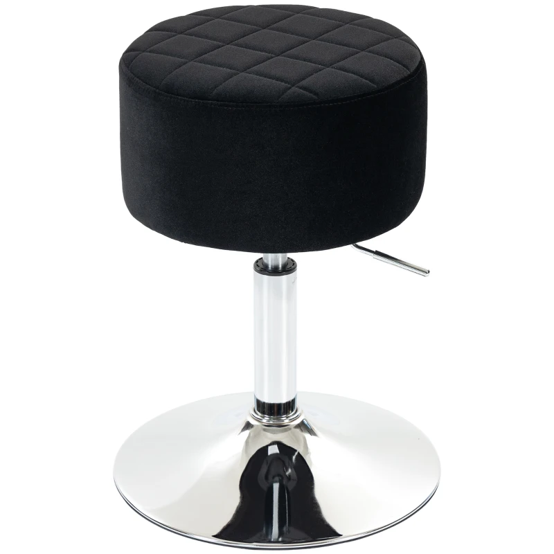 HOMCOM Bar Stool Adjustable Swivel Chair Velvet-Feel Seat 1 Piece, Black