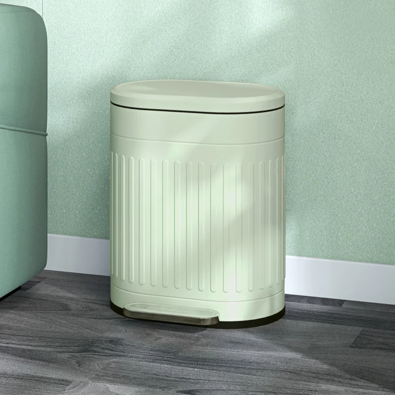 HOMCOM 20L Metal Kitchen Bin, with Soft-Close Lid - Light Green