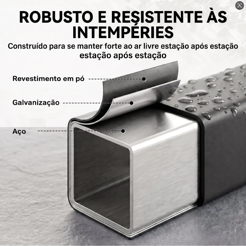 Outsunny Lenheiro com Capa Oxford 600D e Cabos, Estrutura em Aço Galvanizado, Carga 500 kg, para Interior e Exterior, Preto