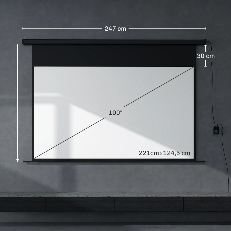 HOMCOM Écran vidéoprojecteur 100 Pouces, 16:9 4K HD montage mural ou plafond, panneau de commande et télécommande