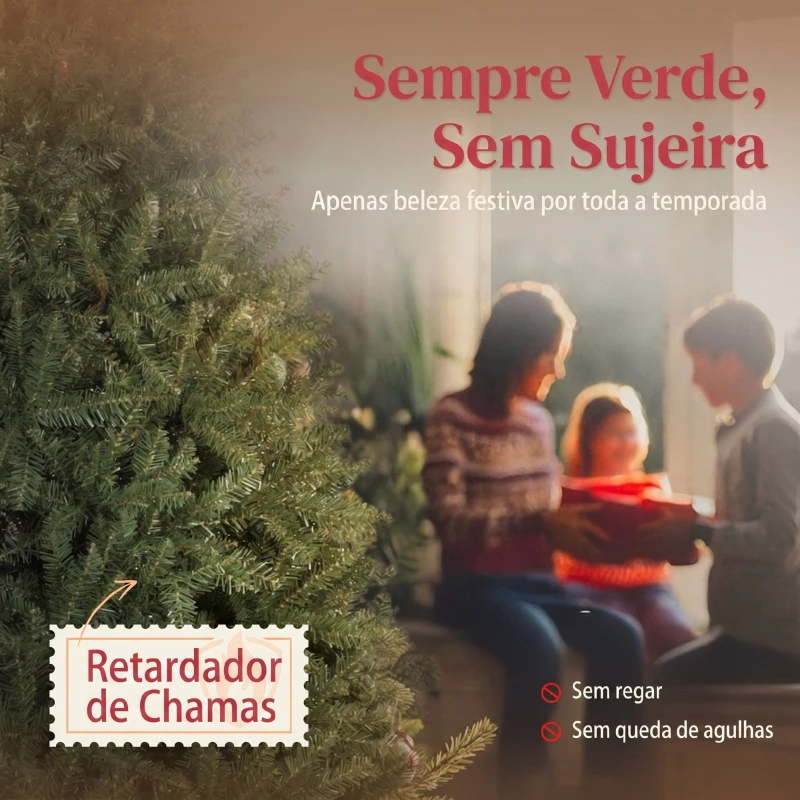HOMCOM Árvore de Natal Artificial 210 cm com 2641 Ramos e Base Metálica Dobrável Realista e Frondosa Verde
