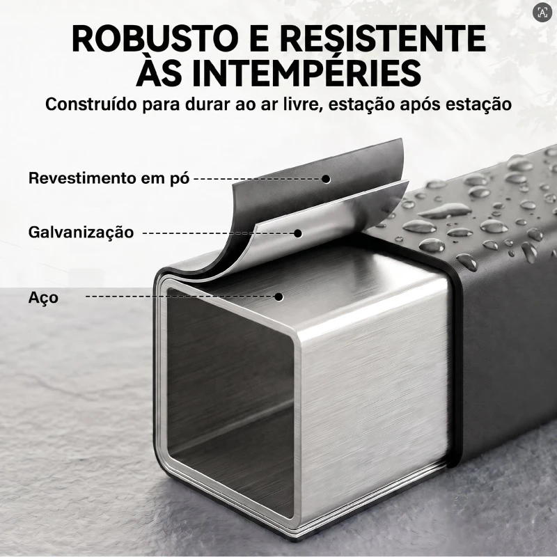 Outsunny Suporte para Lenha com Cobertura Oxford 600D, Aço Galvanizado, 250 kg, Interior e Exterior, Preto