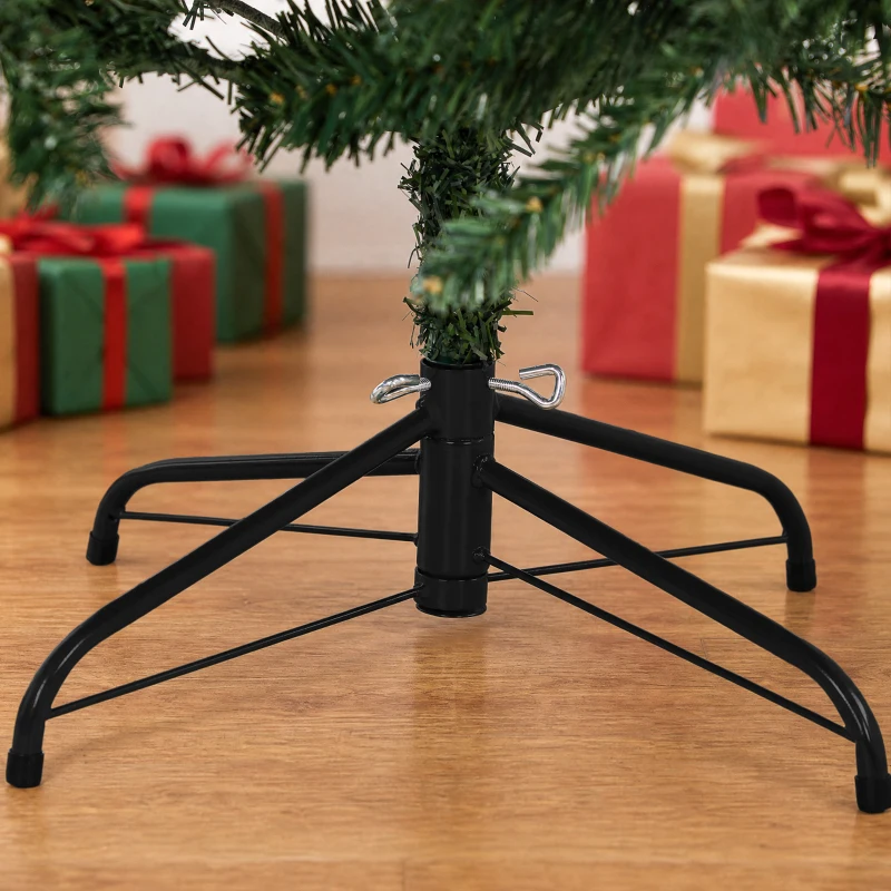 HOMCOM 6ft Artificial Christmas Tree, Fir Hinged Xmas Tree with 700 Branch Tips, Foldable Steel Stand, Green