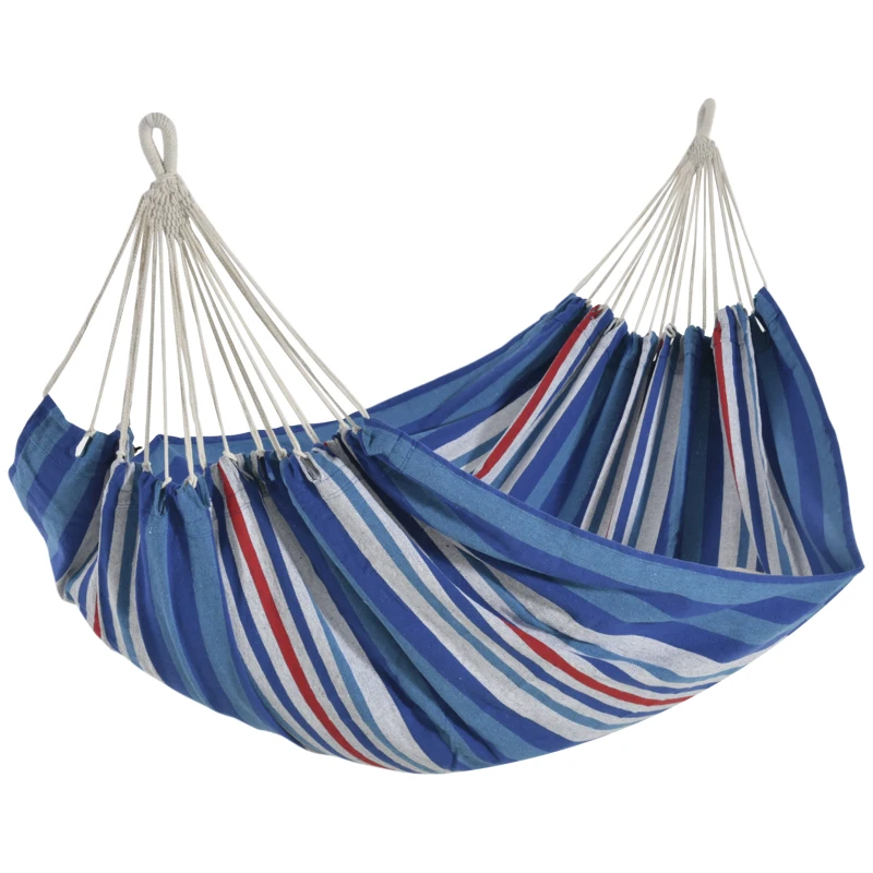 Outsunny Hamaca para Jardín 210x150 cm Hamaca Colgante Portátil Carga Máx. 180 kg para Acampar Piscina Camping Rayas Azul y Rojo
