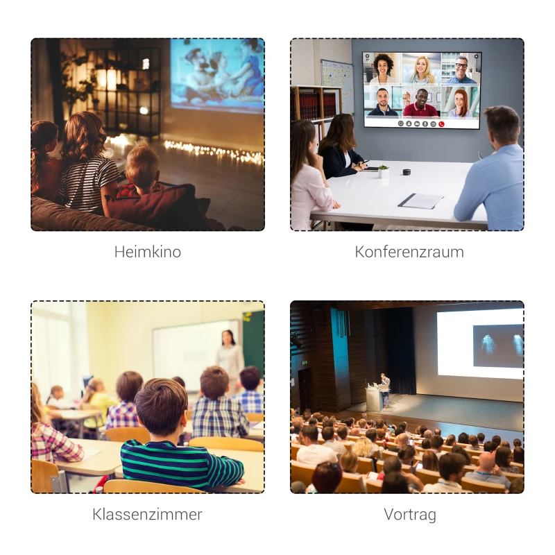 HOMCOM Beamer Leinwand 244 x 183 cm 120 Zoll 4:3/ 16:9 Projektionsleinwand Manuell für Heimkino