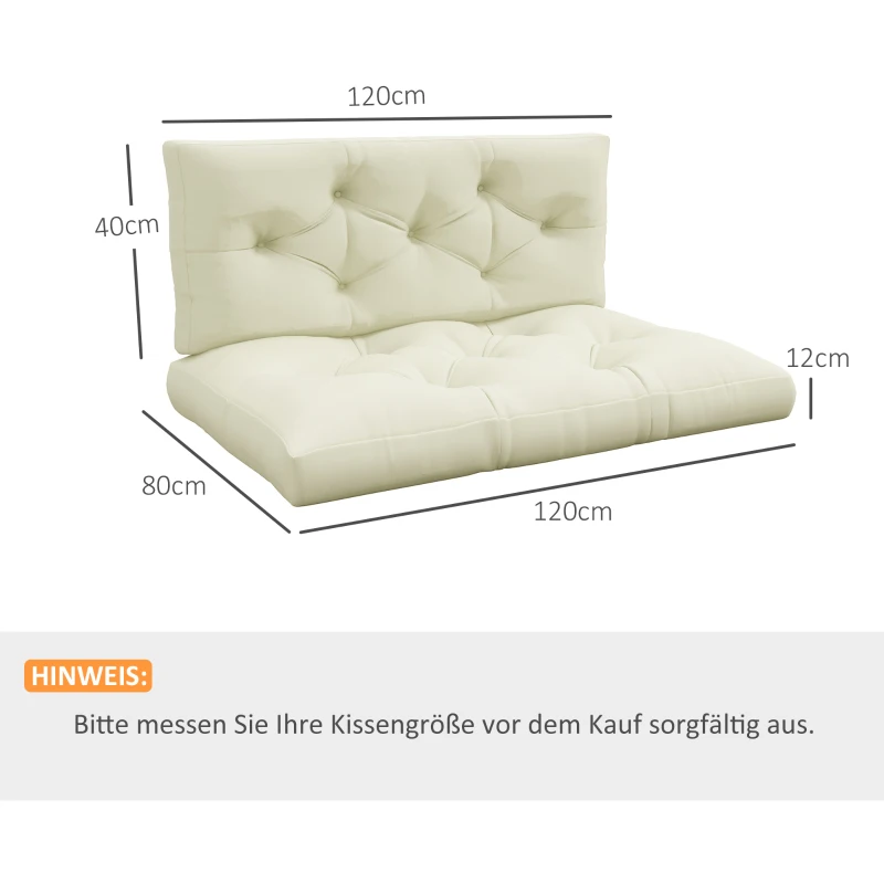 Outsunny Sitzpolster Sitzkissen Polsterauflage, mit Knopfheftung, 120 x 80 x 12 cm, Cremeweiß