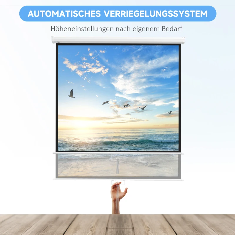 HOMCOM Beamerdoek 152 x 152 cm 85 inch 1:1 HD 4K projectiescherm voor thuisbioscoop en kantoorpresentaties
