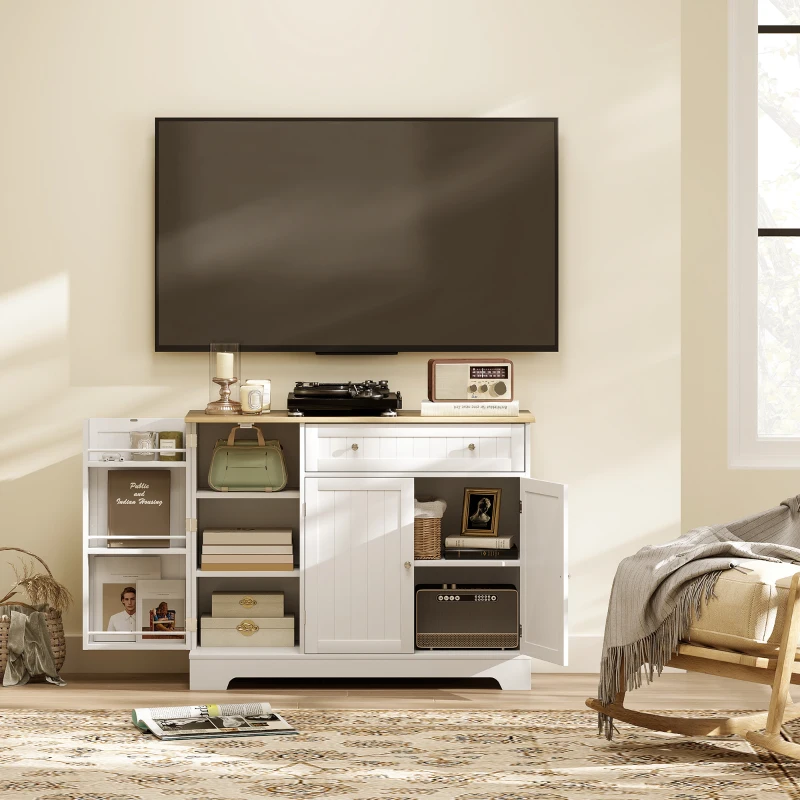 HOMCOM Buffet cuisine, meuble de rangement avec 3 portes, tiroir, étagères de porte et étagère réglable, 105x40x83cm, blanc