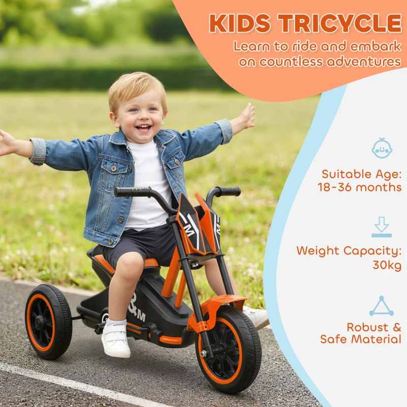 AIYAPLAY Kids Tricycle Baby Trike, Kids Trike with Pedal, 3 Wheel Toddler Balance Bike for Indoor Outdoor Use, Orange