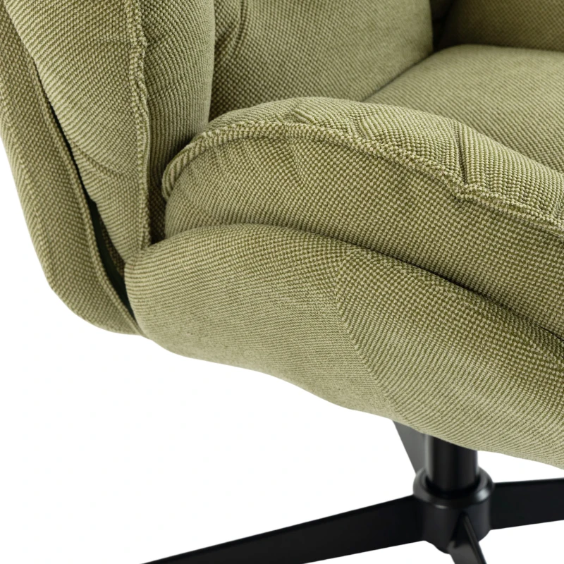 HOMCOM Armchair with Adjustable Footstool, 360° Swivel Chenille Cloud Accent Chair with Thick Cushion, Steel Base, Green