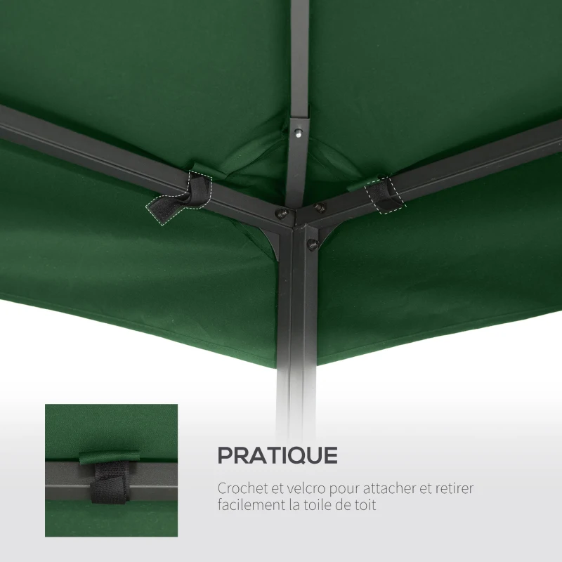 Outsunny Toit de Remplacement pour Gazebo de Jardin Toile de Rechange pour pavillon tonnelle Tente 3 x 3 m Vert foncé
