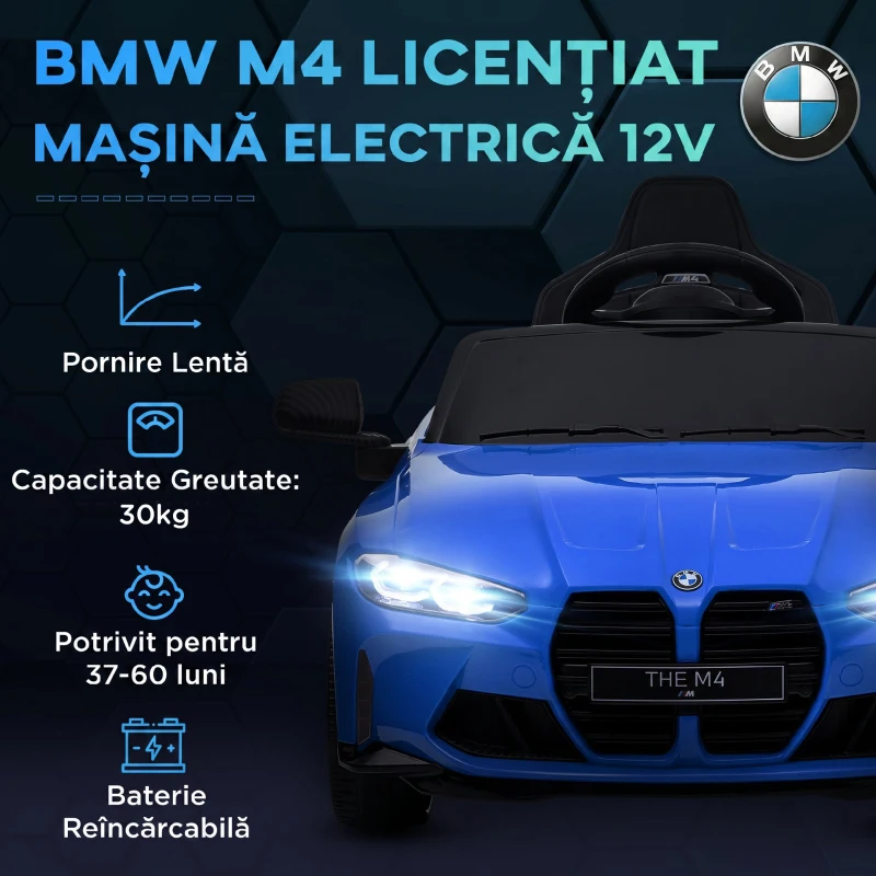 AIYAPLAY Mașinuță Electrică BMW M4 pentru Copii, Albastră
