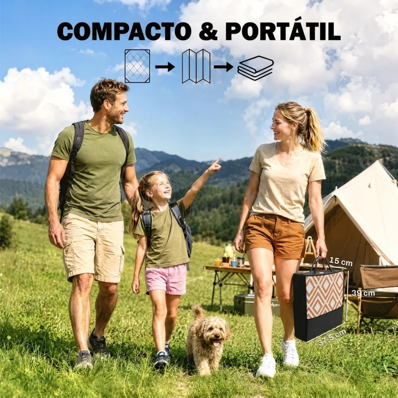 Outsunny Tapete de Exterior Reversível de Plástico Impermeável para para Varanda Pátio Campismo Praia 182x274cm Marrom e Branco