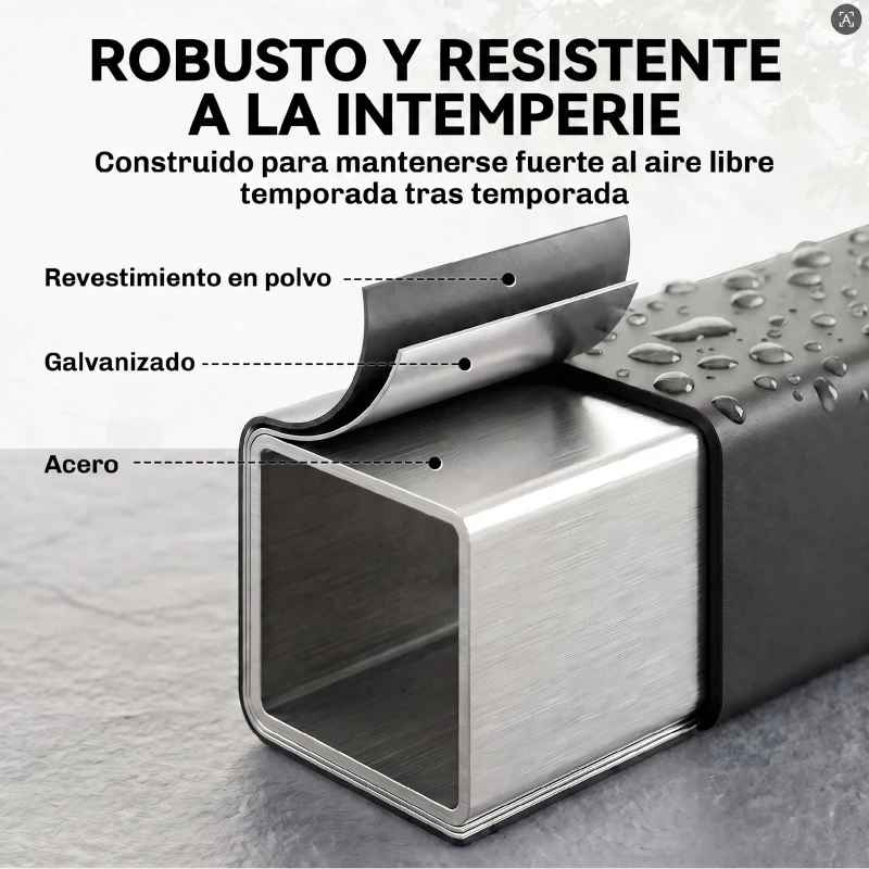 Outsunny Estante de Leña con Funda Oxford 600D y Cables Marco de Acero Galvanizado Carga 500 kg para Interior y Exterior Negro