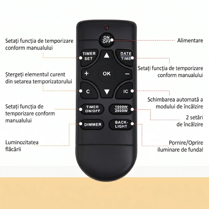 HOMCOM Șemineu Electric de Perete cu 2 Nivele de Încălzire 900-1800W, Flacără 7 Culori Reglabile și Telecomandă, Negru