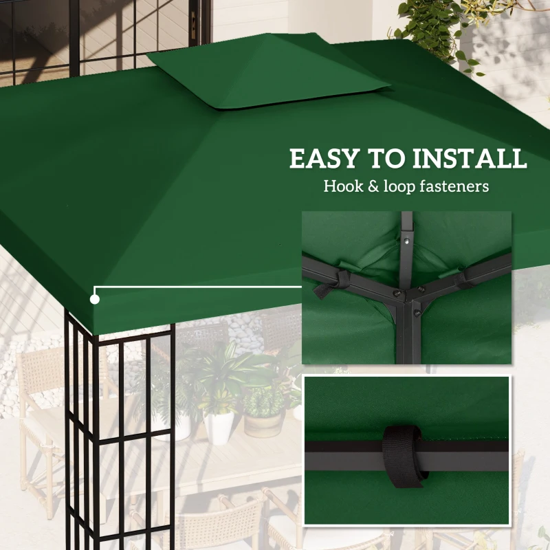 Outsunny 3 x 3 m Gazebo Canopy Roof Top Replacement Cover - Spare Part, Dark Green TOP COVER ONLY(m-16)
