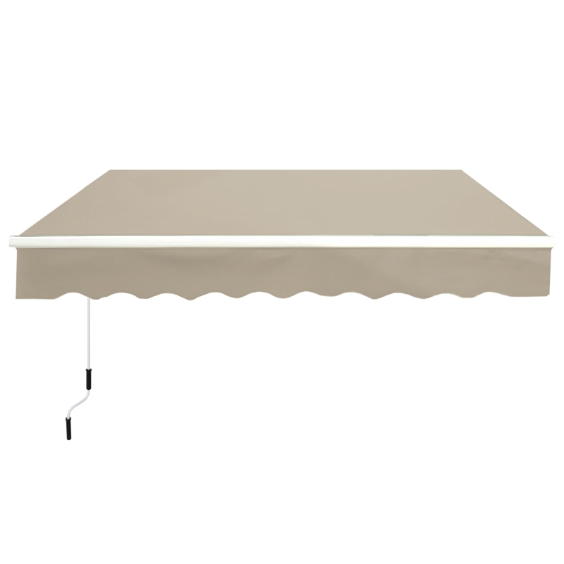 Outsunny Gelenkarmmarkise Verstellbare Klemmmarkise Terrassenmarkise 3,95 x 3m Sonnenschutz mit Kurbel, Balkonmarkise, Beige