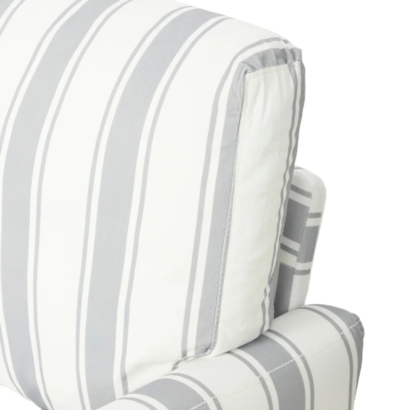 HOMCOM Velvet Single Sofa Armchair, Modern Accent Chair with Stripes, Turned Legs and Wide Seat, Grey