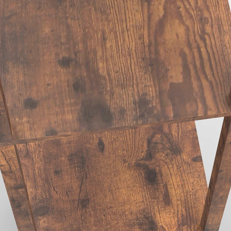 HOMCOM Duo Light Floor Shelves - Rustic Brown