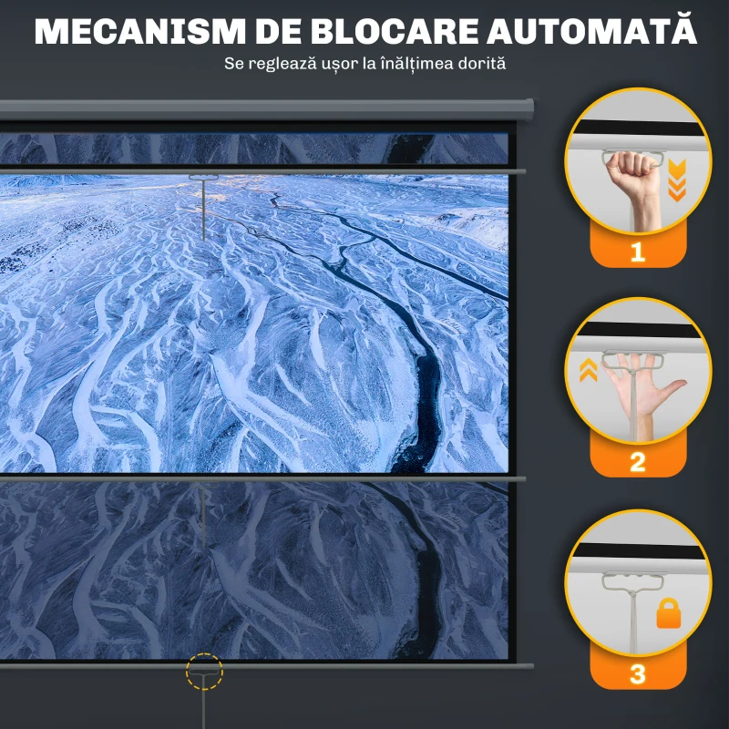 HOMCOM Ecran Proiector 84" Format 4:3, Unghi de Vizualizare 160° și Montare pe Tavan sau Perete