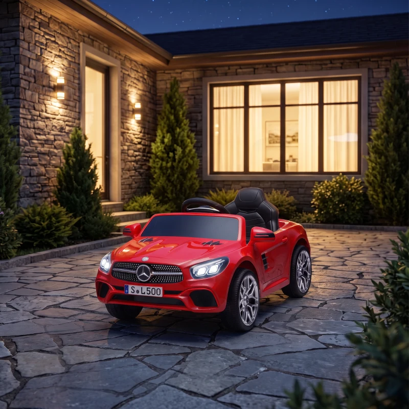 AIYAPLAY Coche Eléctrico para Niños Mercedes-Benz SL500 12V con Mando a Distancia 2,4 G 2 Motores Suspensión Arranque Suave Rojo