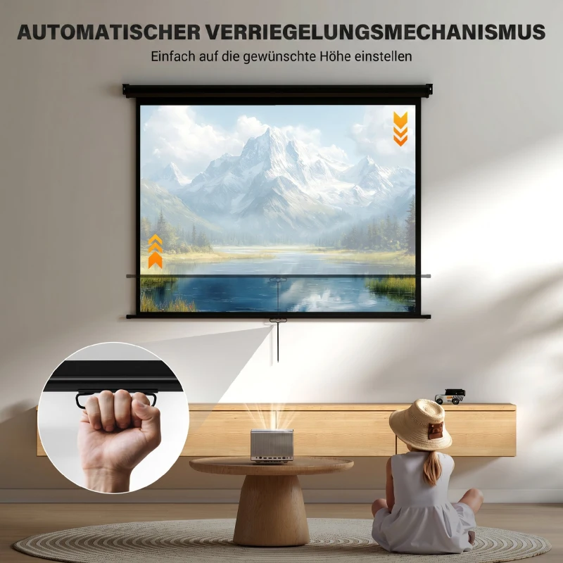 HOMCOM Beamer Leinwand 171 x 128 cm 84 Zoll 4:3 HD 4K Projektionsleinwand Kunststoff, Metall Heimkino
