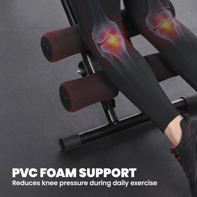 SPORTNOW Appareil à Abdominaux Pliable avec Écran LCD, Double Rail, Mousse PVC, Cadre en Acier, 92x41x83cm, Noir