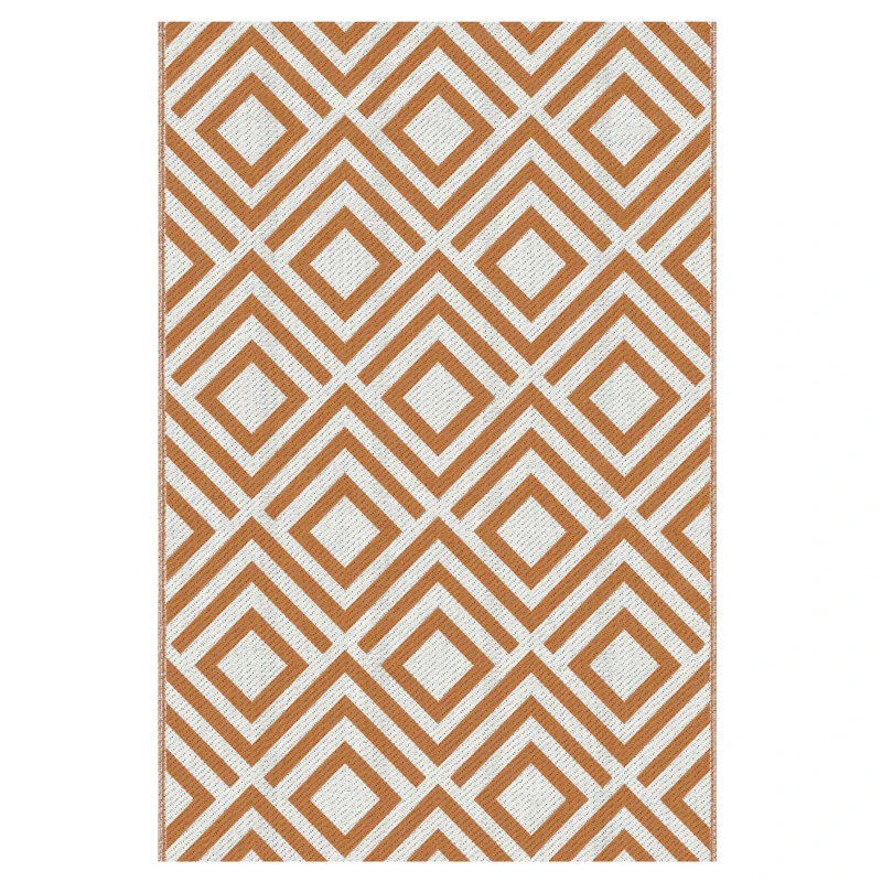 Outsunny Tapete de Exterior Reversível de Plástico Impermeável para para Varanda Pátio Campismo Praia 182x274cm Marrom e Branco