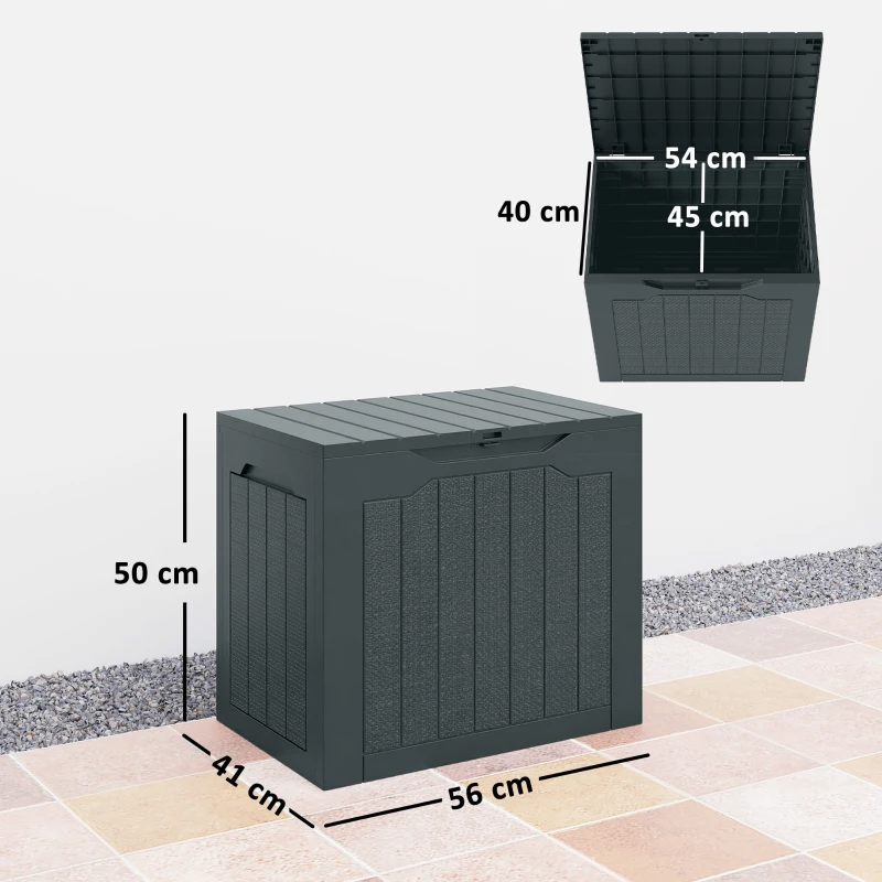 Outsunny Cufăr de Grădină cu Mânere, Container pentru Unelte Impermeabil, 56x41x50 cm, Gri Închis