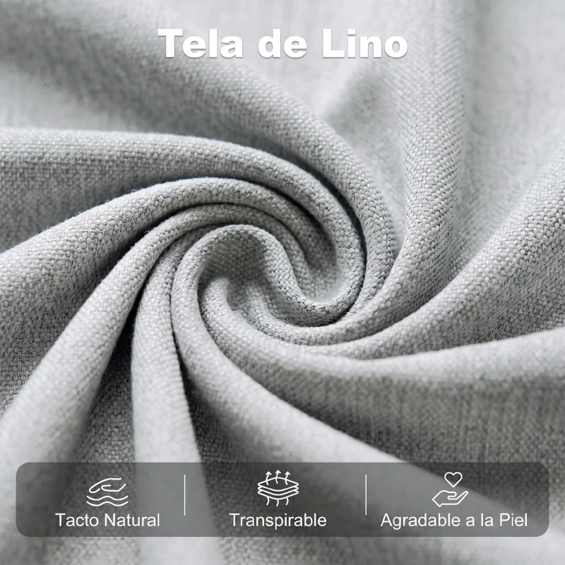 HOMCOM Sillón Cama Plegable 3 en 1 Tapizado en Lino Respaldo Ajustable Almohada con Funda Lavable 67x73x96 cm Gris Claro